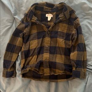 Cat & Jack Kids Plaid Button-Down Shirt - Navy and Brown